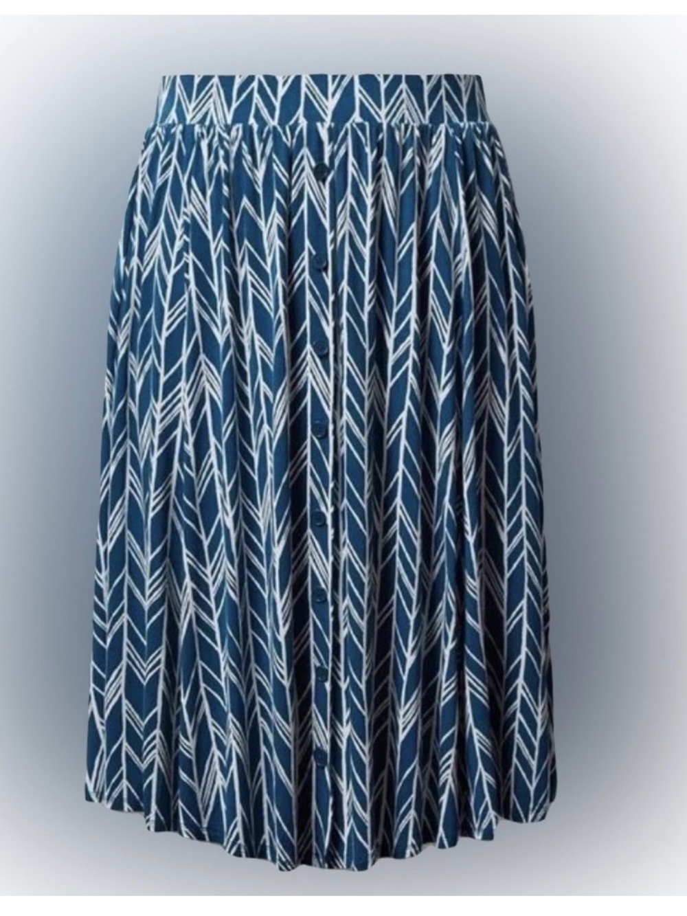 torrid Navy Blue & White Chevron Pleated Midi Skirt NWT